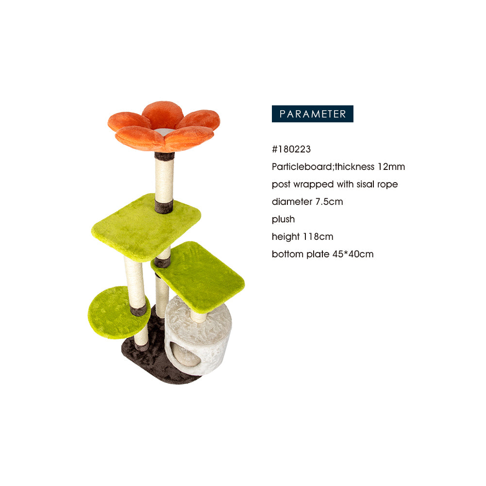 HONEYPOT CAT® Cat Tree Colorful Flowers Theme 118cm #180223-1